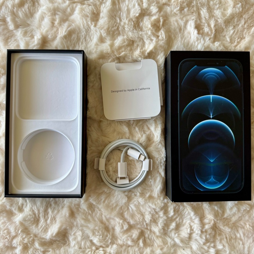 📦Apple iPhone 12 Pro Box +Accessories Pacific Blue📦(original cord Inc!) 128GB